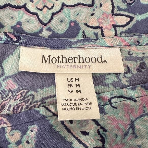 Motherhood Maternity Dress Wrap Top Paisley Handkerchief Hem Midi Dress size M - Picture 6 of 11